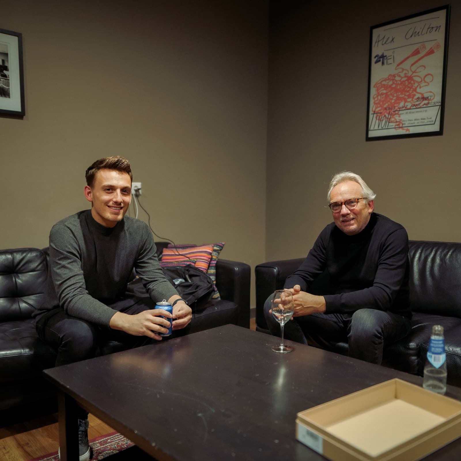 Ivo Adelaar with his father Ron backstage at TivoliVredenburg before Ron's first show, 2022